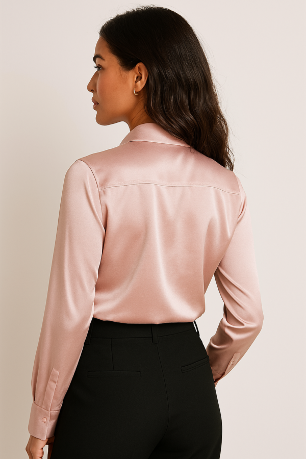 blusa seda atras Blusa con manga larga